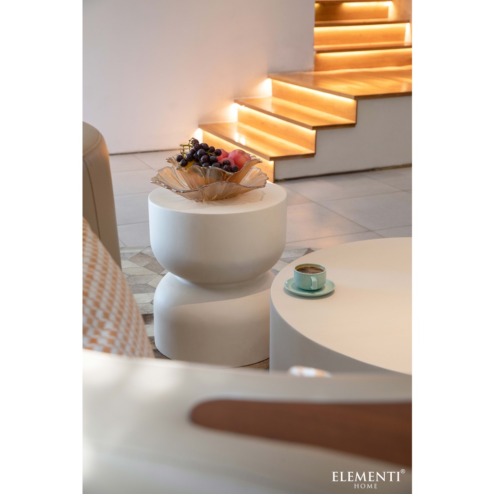 Elementi Home - Chronos Side Table - Cream White