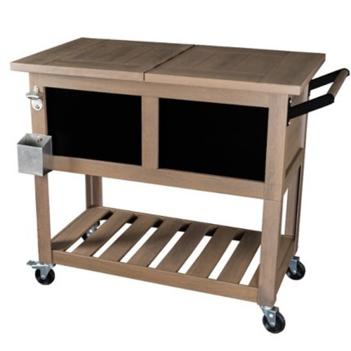 Permasteel - 80qt Bar Cart Style Patio Cooler - Wood Grain