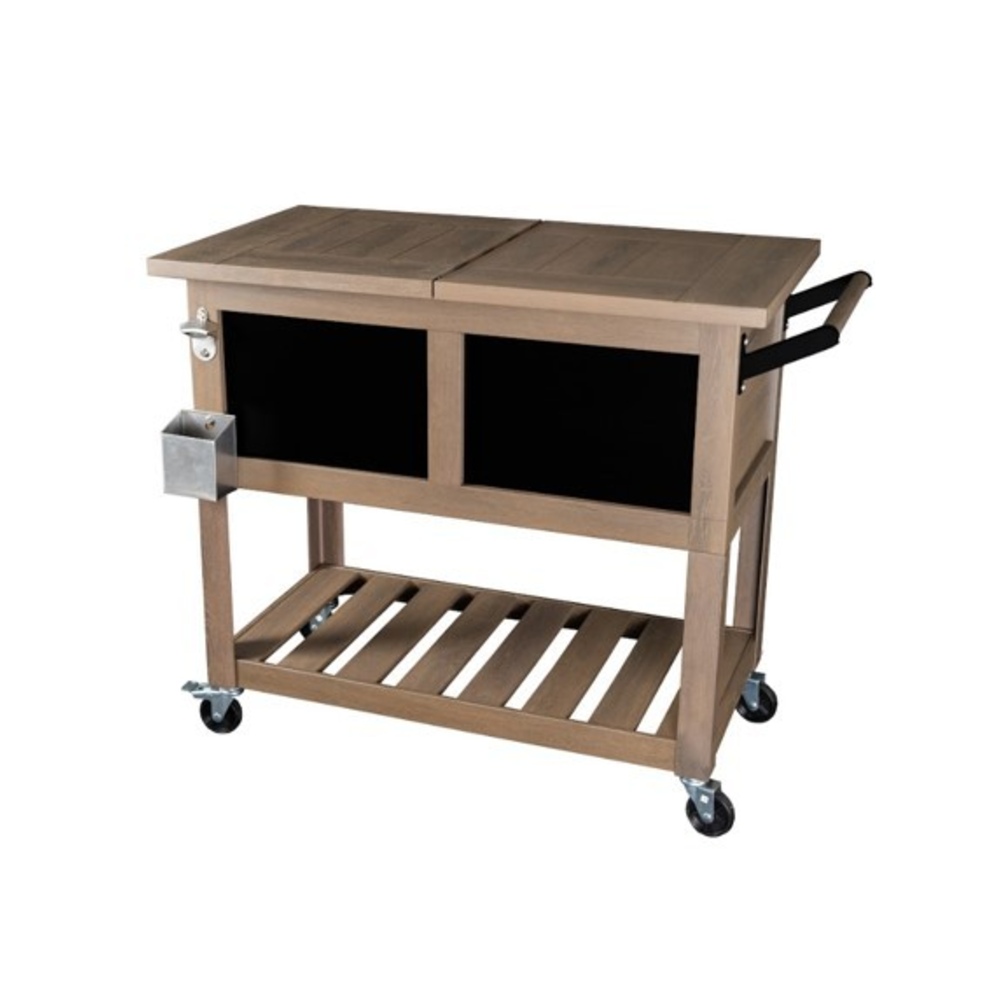 Permasteel - 80qt Bar Cart Style Patio Cooler - Wood Grain