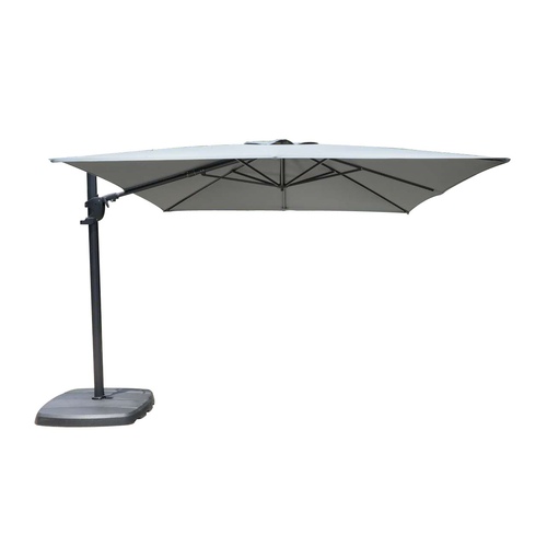 Treasure Garden - 10' Square Cantilever Umbrella + Base - Black Frame W/sterling Fabric