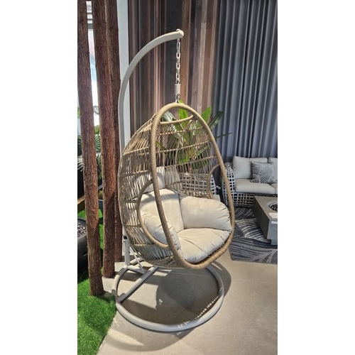 Backyard Lifestyles - Swing Chair W/ Waterproof Cushion (brown/taupe Frame + Light Gray Cushion)