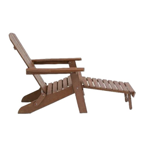 Backyard Lifestyles - Folding Adirondack Chair W/hideaway Footrest & Cup Holder - Brown