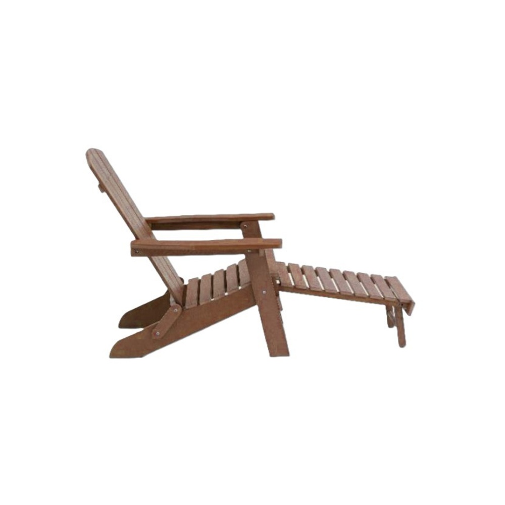 Backyard Lifestyles - Folding Adirondack Chair W/hideaway Footrest & Cup Holder - Brown