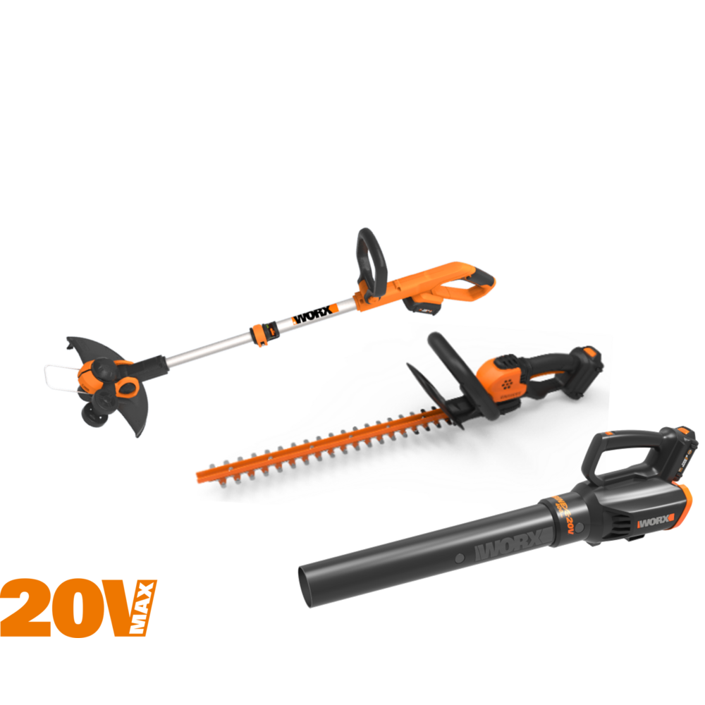 Worx - 3pc Combo – 20v Grass Trimmer / Hedge Trimmer & Blower