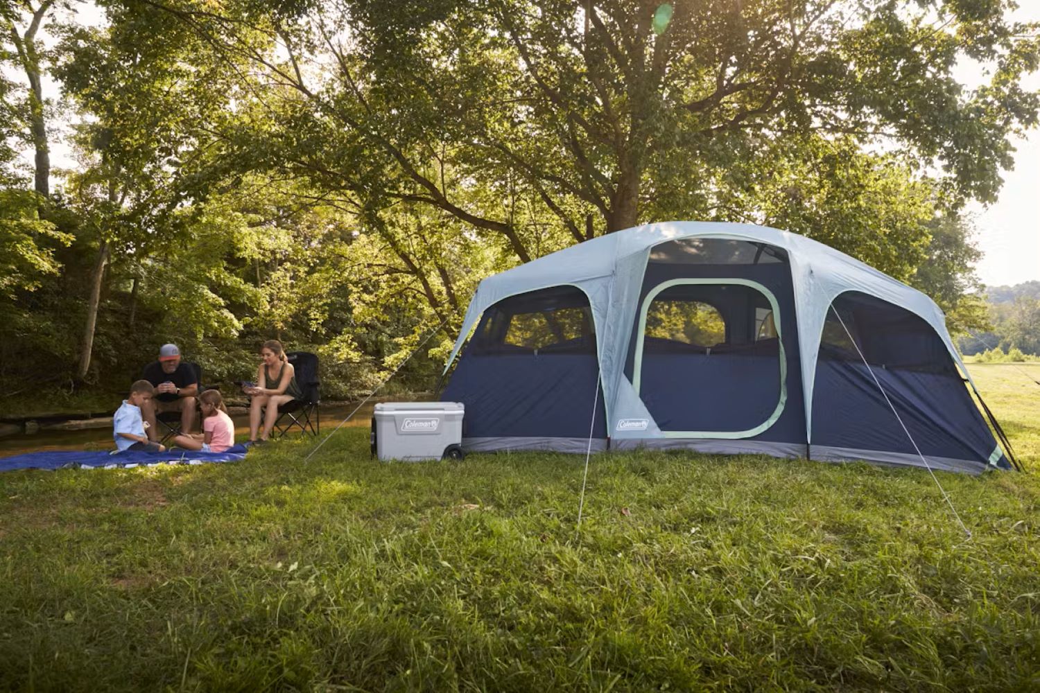 Coleman - 10-Person Sunlodge 2-door Conventional Cabin Tent - Blue Nights