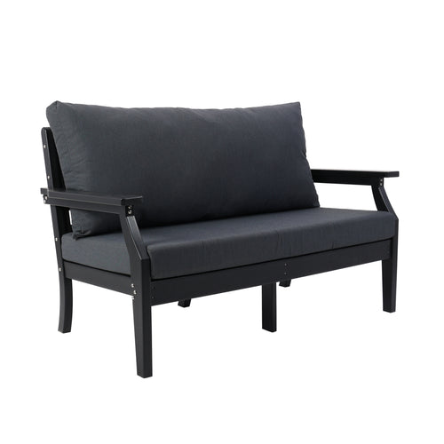 2 Seat Sofa Including Cushions - Black Frame & Grey Cushions