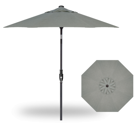 Treasure Garden - 7.5' Market Umbrella Glide Tilt Octagon - Black Frame w/Sterling Fabric