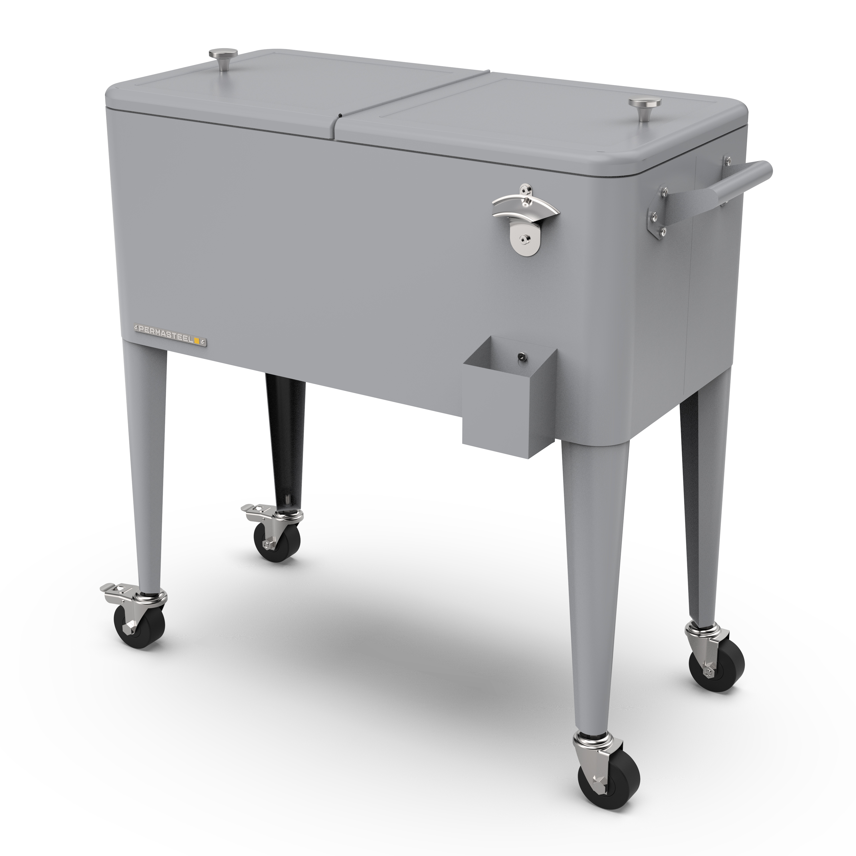 Permasteel - 80QT Retro Rolling Patio Cooler with Divider - Gray