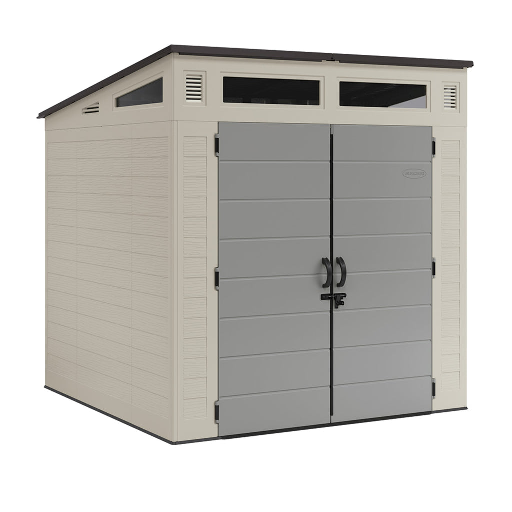 Suncast - Modernist® 7' x 7' Storage Shed - Vanilla/Dove Gray