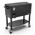 Permasteel - 80QT Rolling Patio Cooler with Divider & Shelf - Black