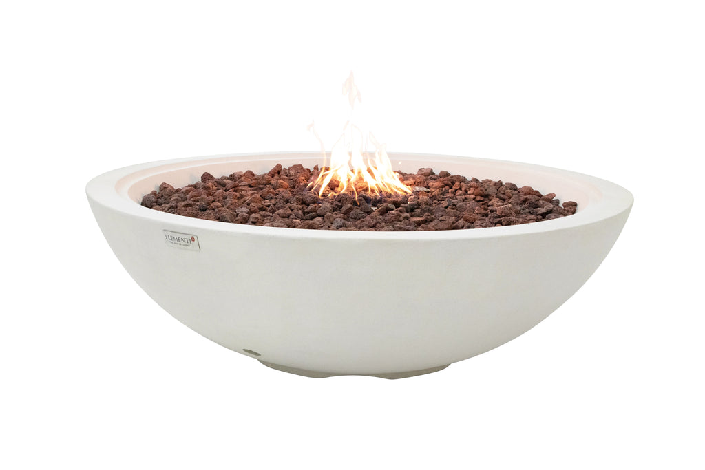 Elementi Plus - Rose Bowl Round Fire Pit - Sandstone Texture - Cream White - Liquid Propane