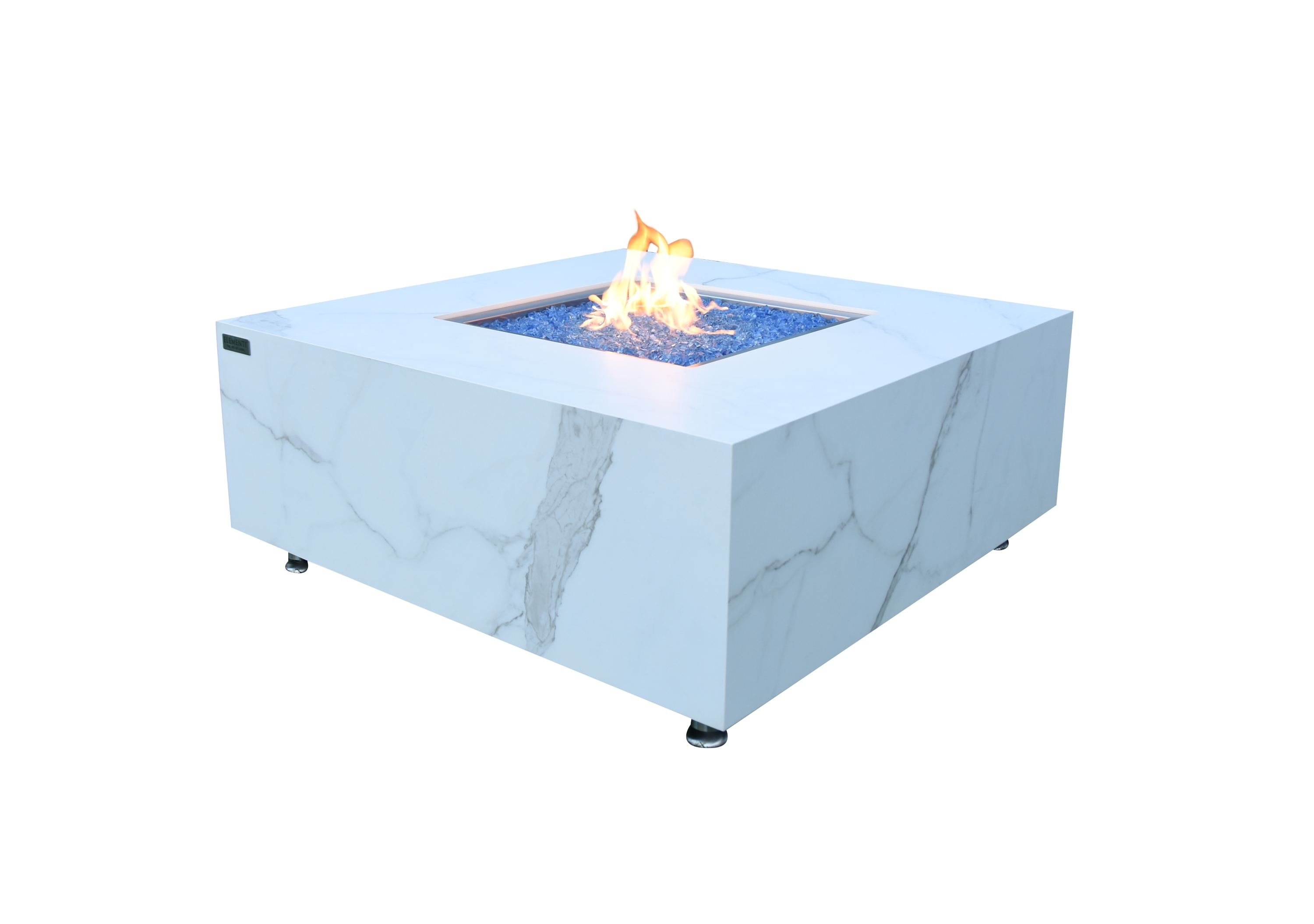 Elementi Plus - Bianco Porcelain Fire Table - White Square - Natural Gas