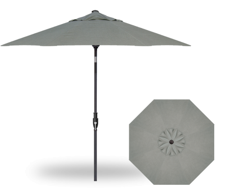 Treasure Garden - 9' Market Umbrella Glide Tilt Octagon - Black Frame w/Sterling Fabric