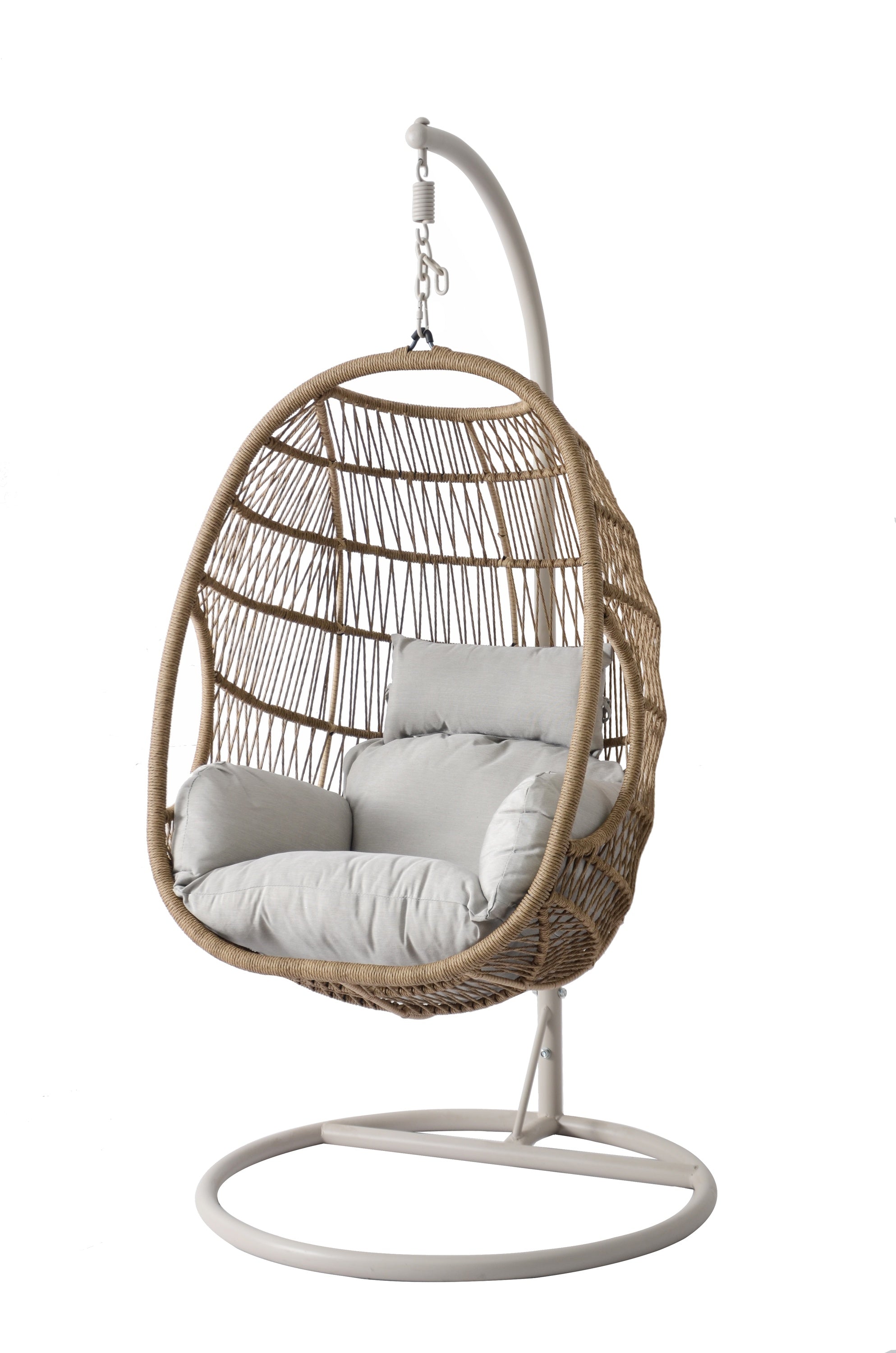 Backyard Lifestyles - Swing Chair w/ Waterproof Cushion (Brown/Taupe Frame + Light Gray Cushion)
