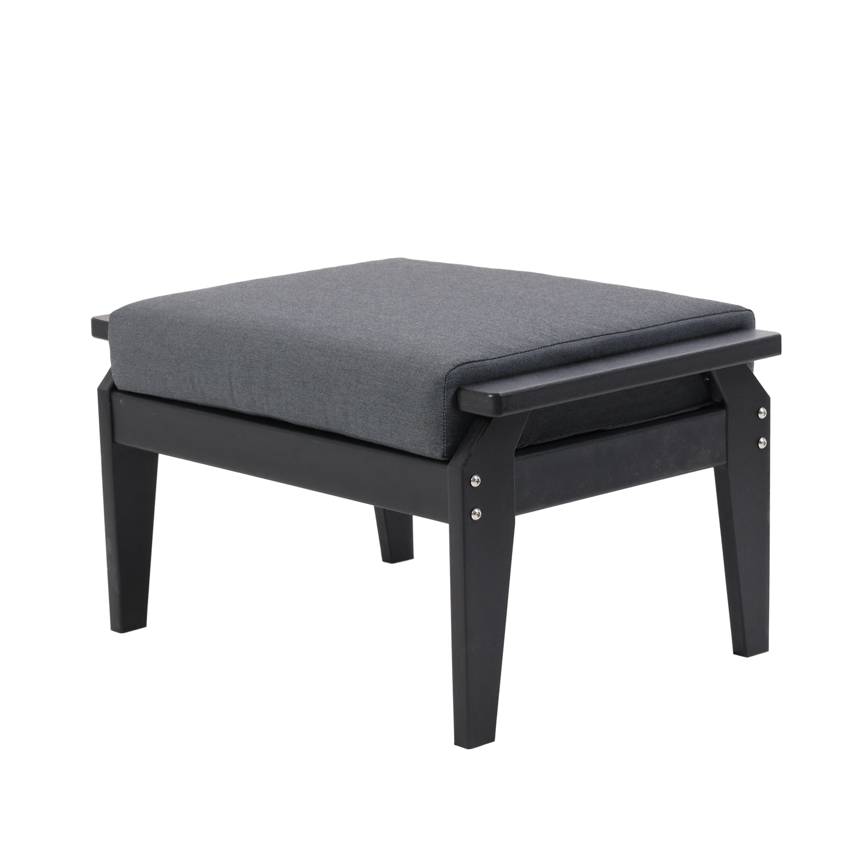 Backyard Lifestyles - Ottoman with Custion - Black Frame & Grey Cushions