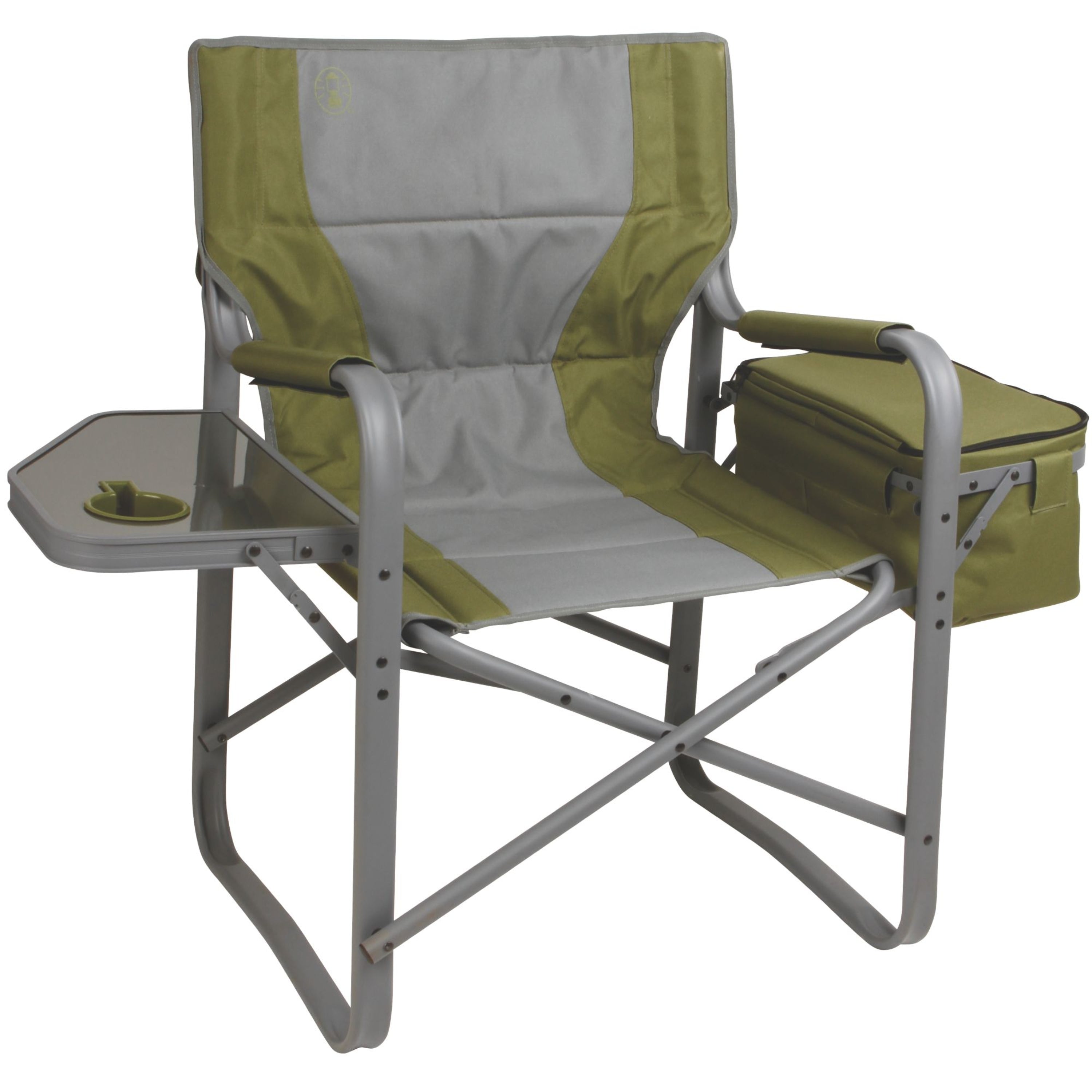 Coleman - XL Director's Chair with Side Table and 9 Can Soft Cooler - Green/Grey