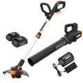 Worx -- 20V Cordless String Trimmer WG163 and Leaf Blower WG547 Combo w/Batteries & Charger