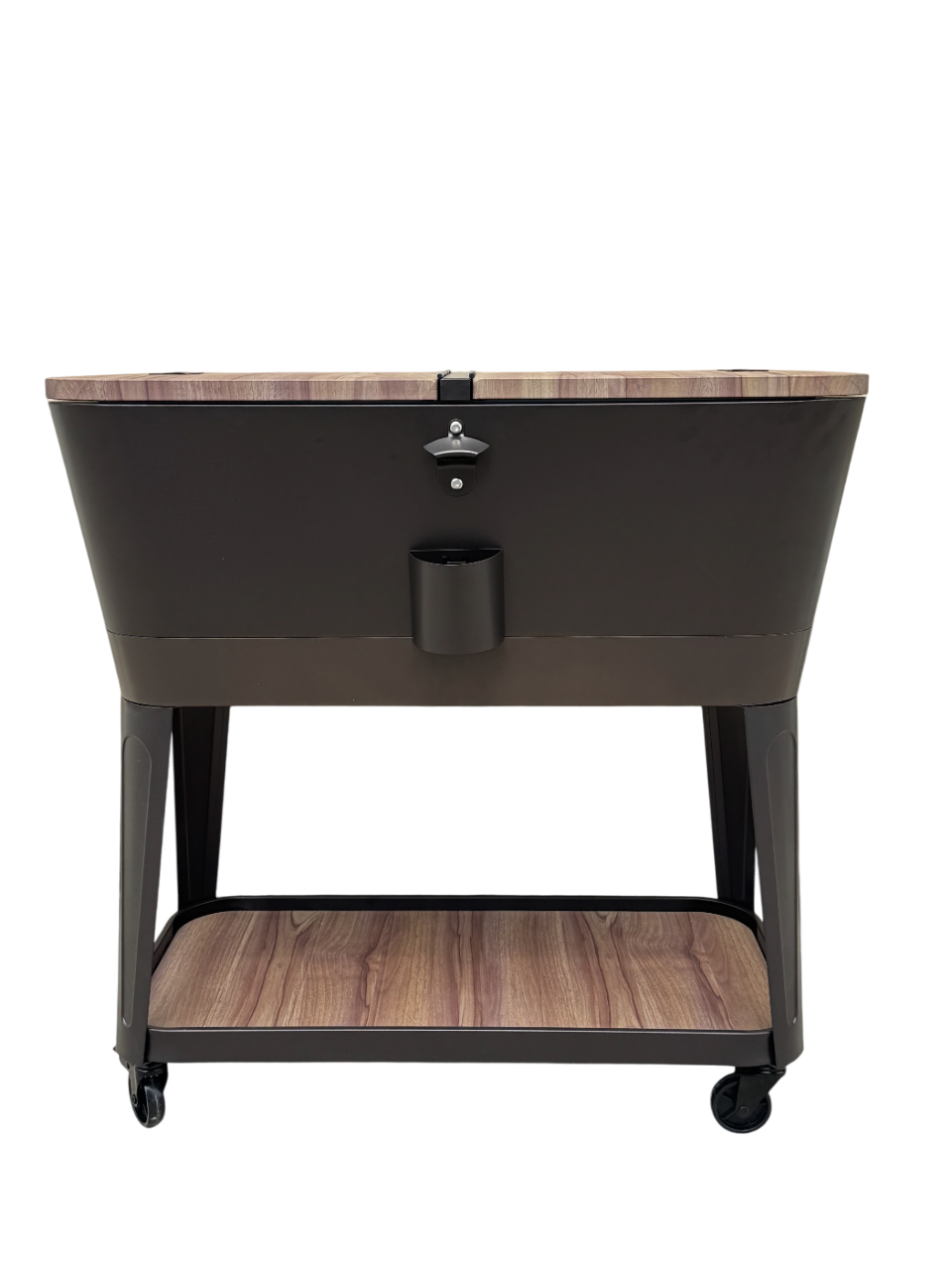Permasteel -- 80QT Patio Cooler - Tapered - Wood Grain - Brown Trim