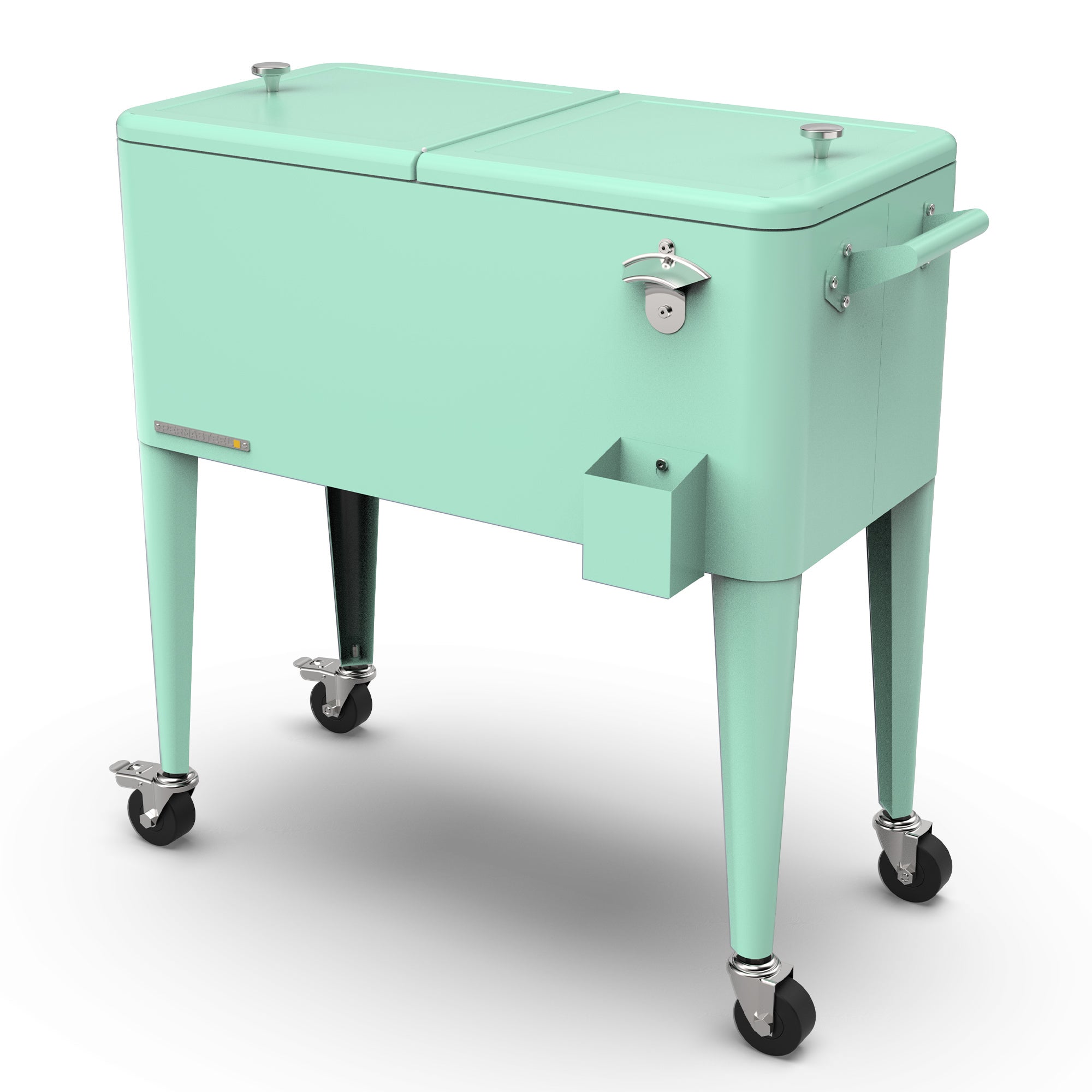 Permasteel - 80QT Retro Rolling Patio Cooler with Divider - Mint