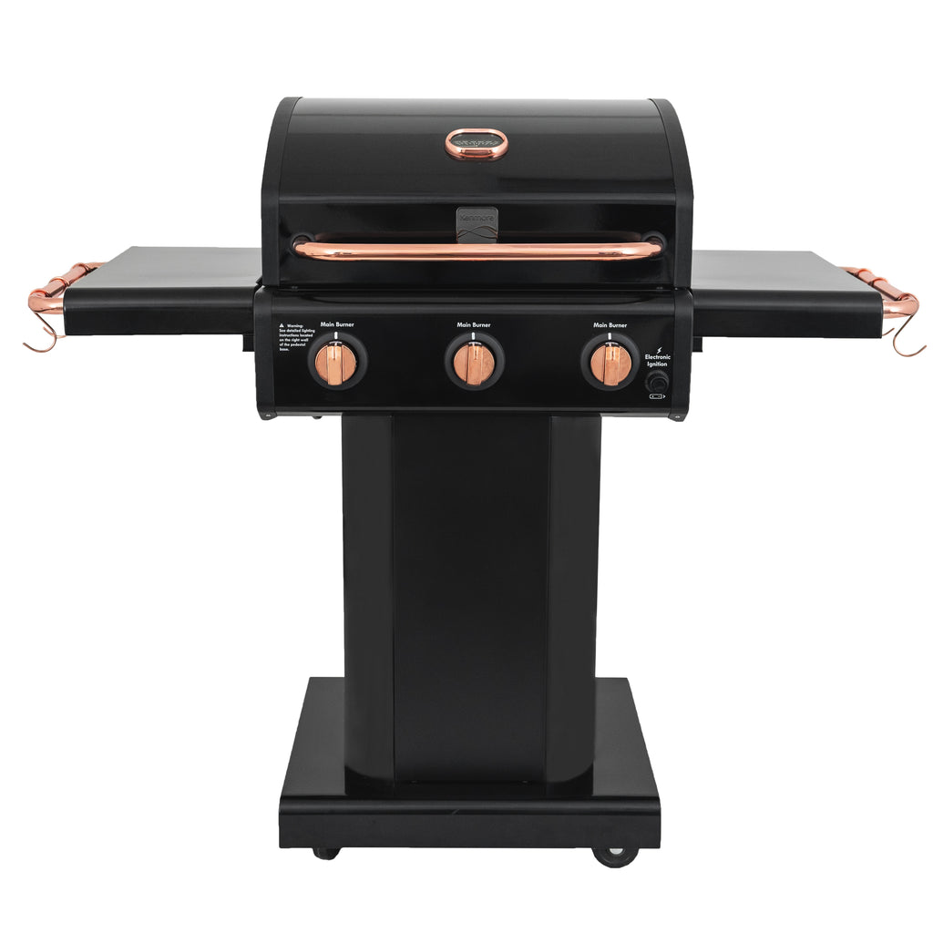 Kenmore - 3 Burner Pedestal Gas Grill - Black/Copper