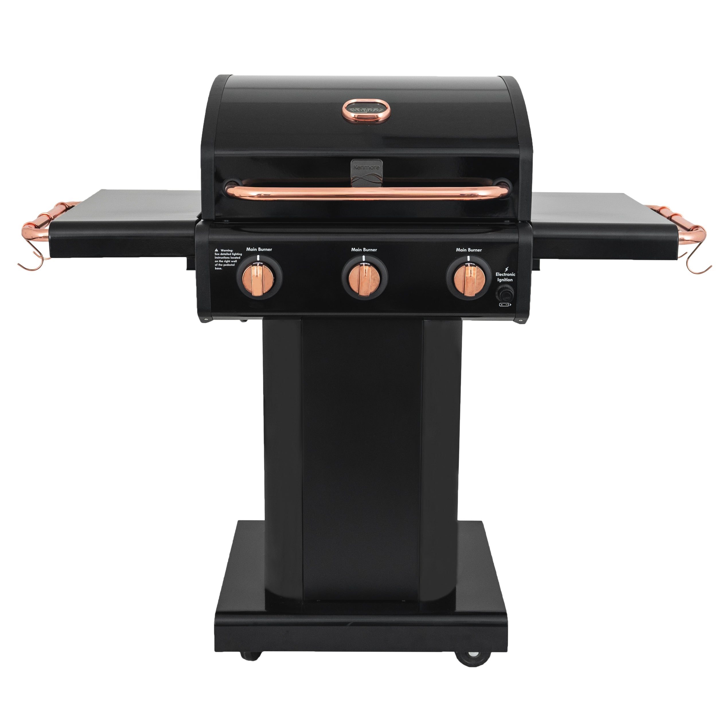 Kenmore - 3 Burner Pedestal Gas Grill - Black/Copper