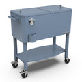 Permasteel - 80QT Rolling Patio Cooler with Divider & Shelf - Blue