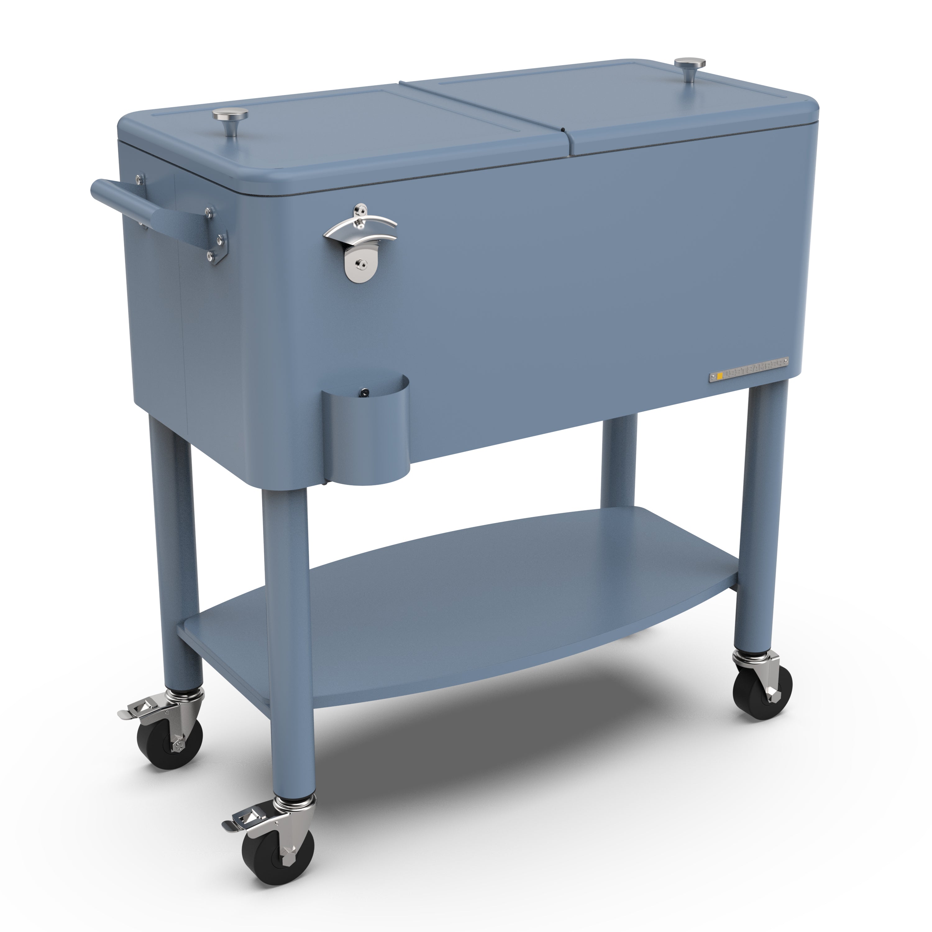 Permasteel - 80QT Rolling Patio Cooler with Divider & Shelf - Blue