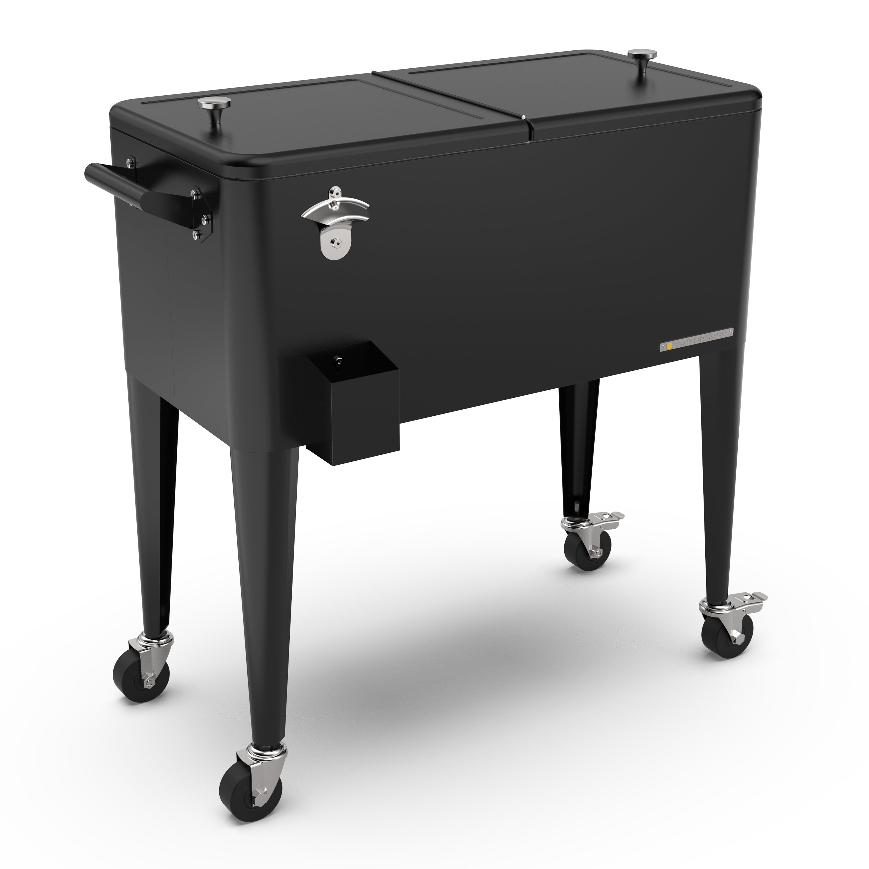 Permasteel - 80QT Retro Rolling Patio Cooler with Divider - Black