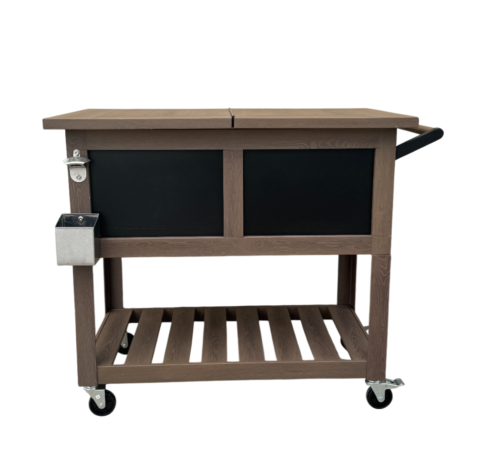 Permasteel -- 80QT Bar Cart Style Patio Cooler - Wood Grain