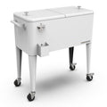 Permasteel - 80QT Retro Rolling Patio Cooler with Divider - White