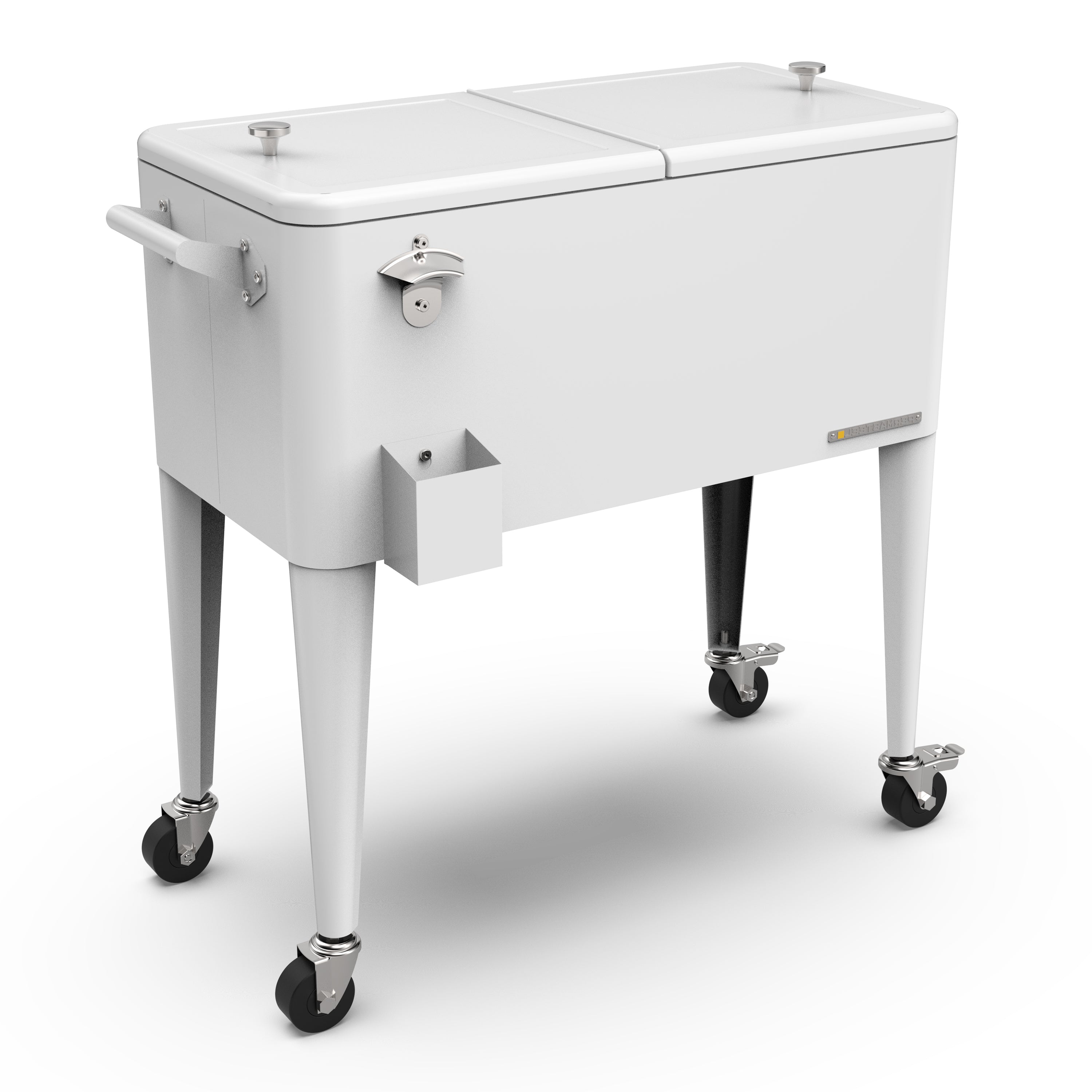 Permasteel - 80QT Retro Rolling Patio Cooler with Divider - White