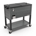 Permasteel - 80QT Wood Grain Rolling Patio Cooler with Divider - Gray
