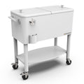 Permasteel - 80QT Rolling Patio Cooler with Divider & Shelf - White