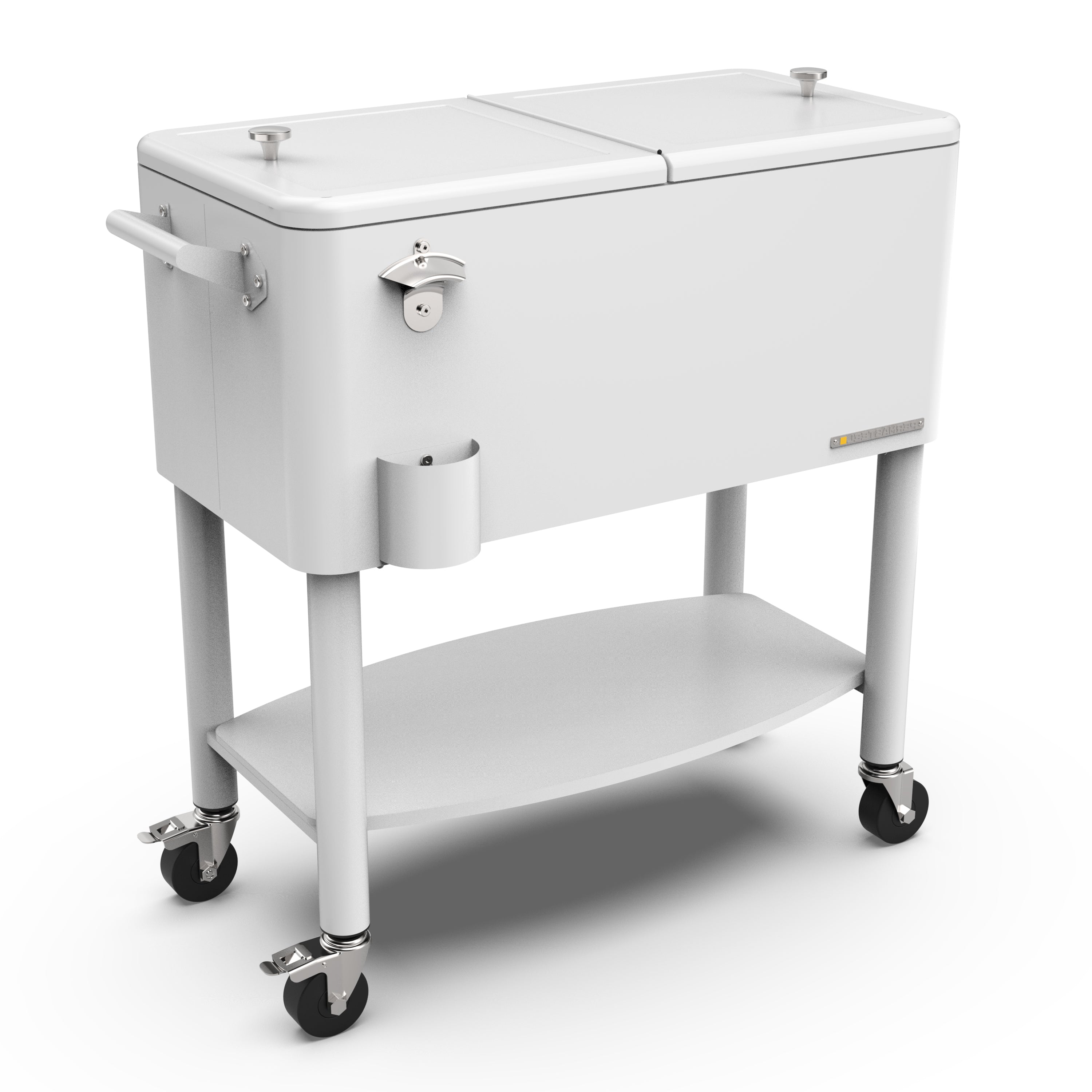 Permasteel - 80QT Rolling Patio Cooler with Divider & Shelf - White