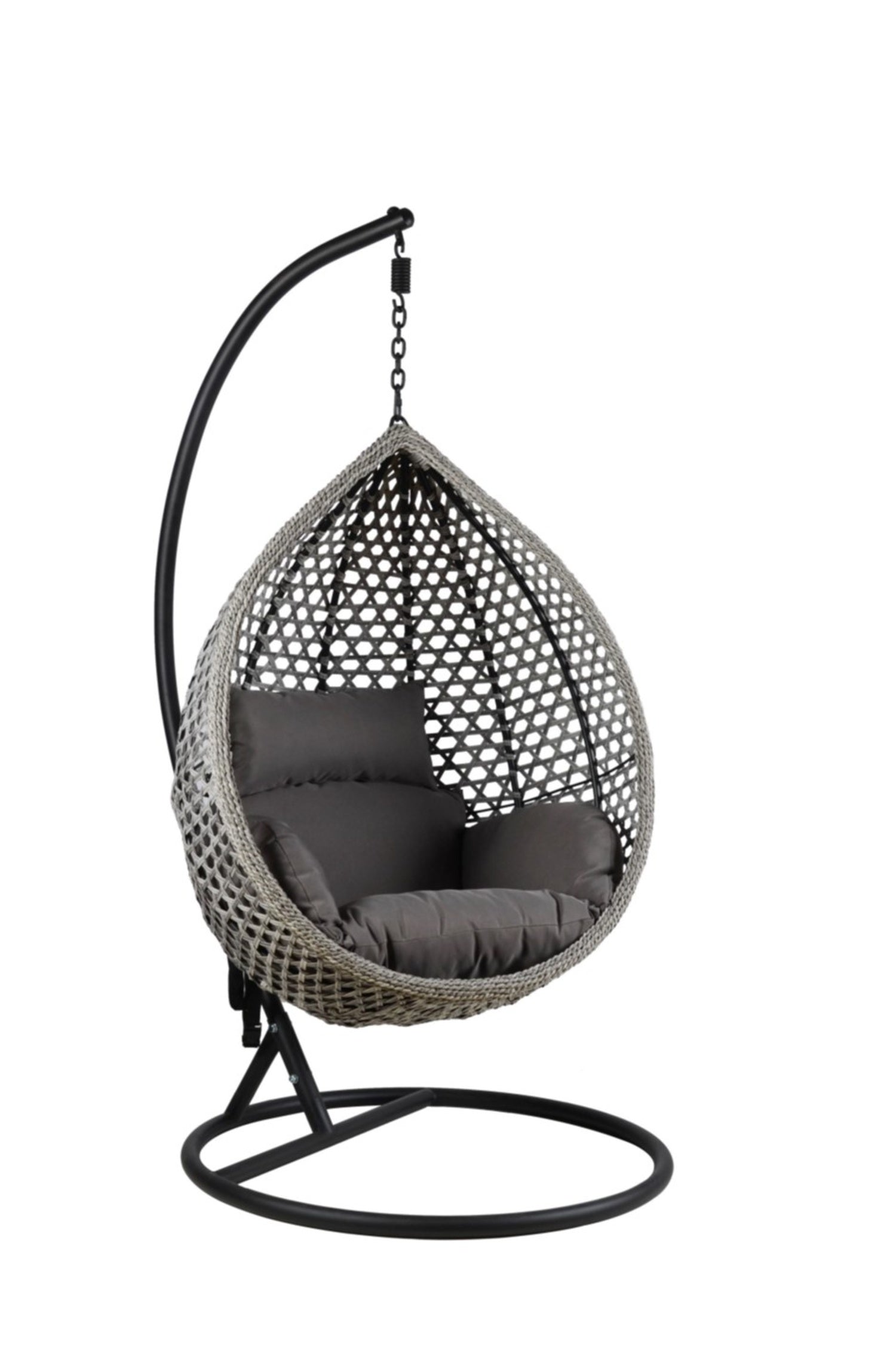 Backyard Lifestyles - Swing Chair w/ Waterproof Cushion-Light Gray Cushion & Basket w/Black Frame