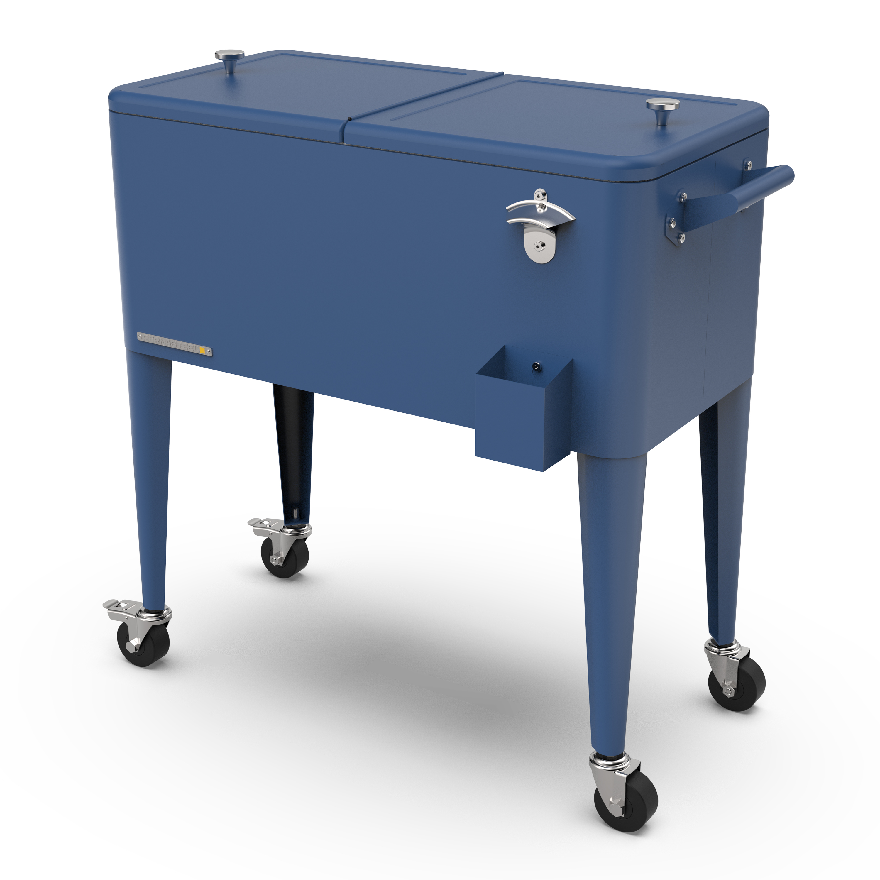 Permasteel - 80QT Retro Rolling Patio Cooler with Divider - Navy Blue