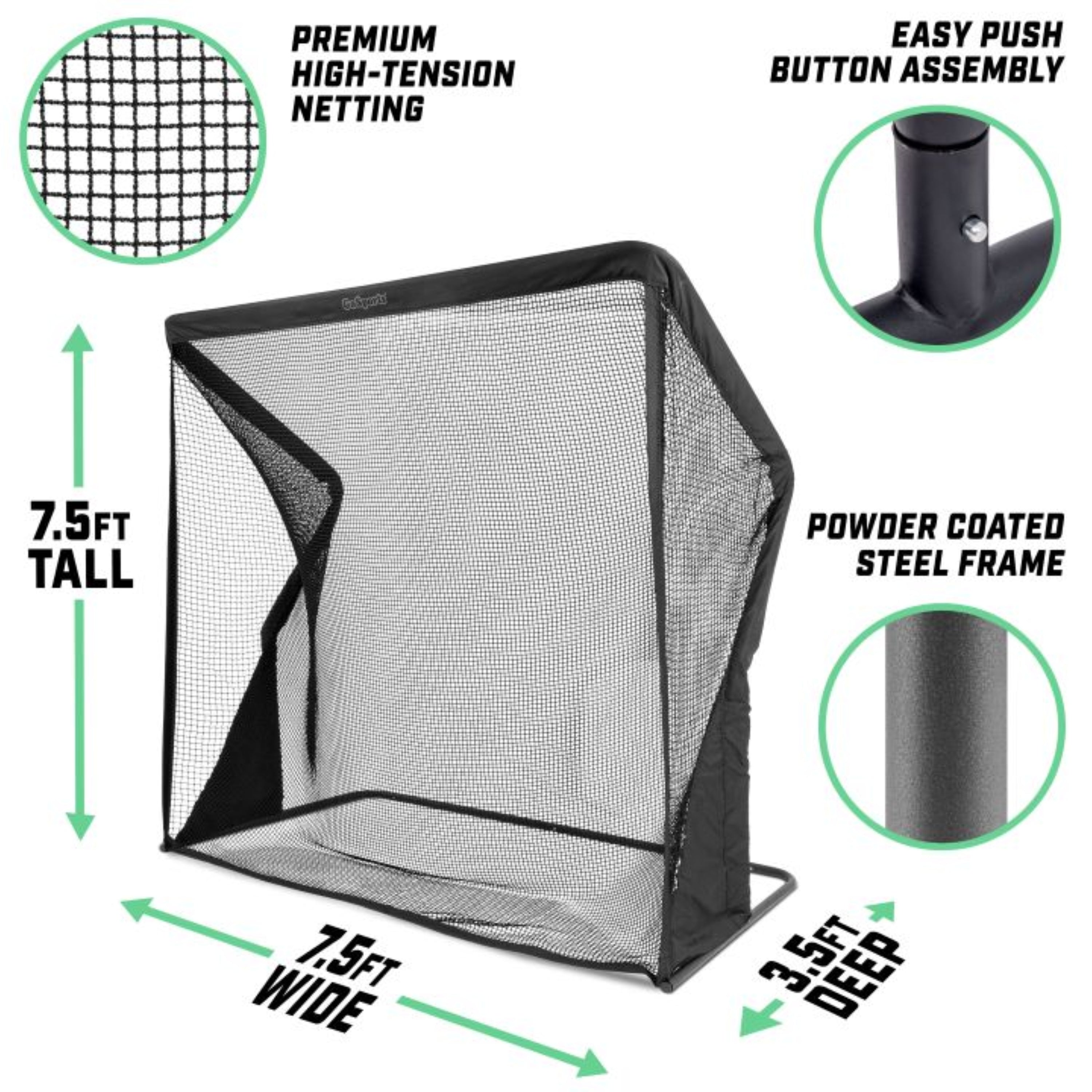 GoSports - ELITE Golf Practice Net with Steel Frame - 7x7 ft