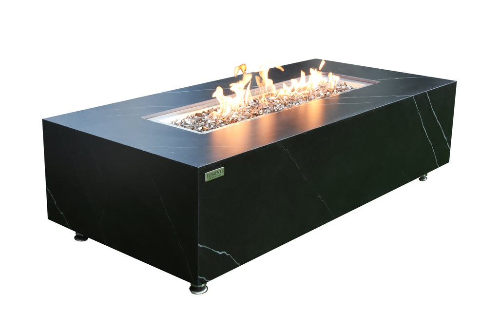 Elementi Plus - Varna Porcelain Fire Table - Black Rectangle - Natural Gas