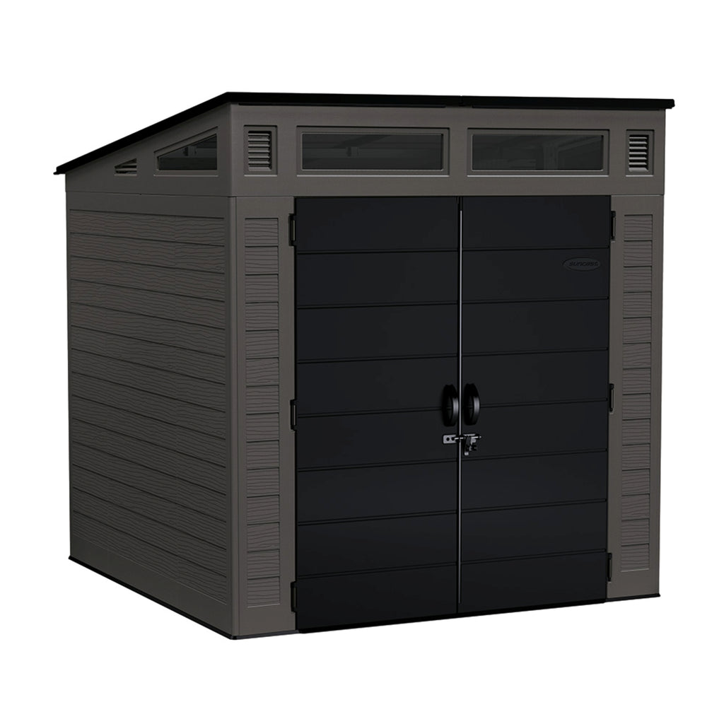 Suncast - Modernist® 7' x 7' Storage Shed - Peppercorn/Black