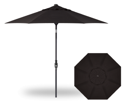 Treasure Garden - 9' Market Umbrella Glide Tilt Octagon - Black Frame w/Black Fabric