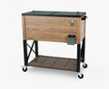 DISCONTINUED -- Permasteel - 80QT Rustic Wood Grain Patio Cooler w/Wicker Shelf