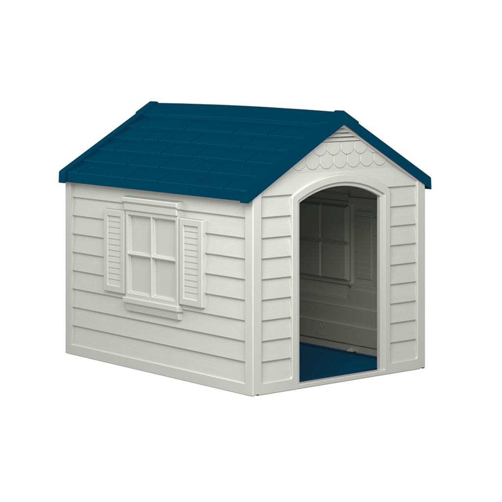 Suncast - Deluxe Dog House - Passive with Blue Roof