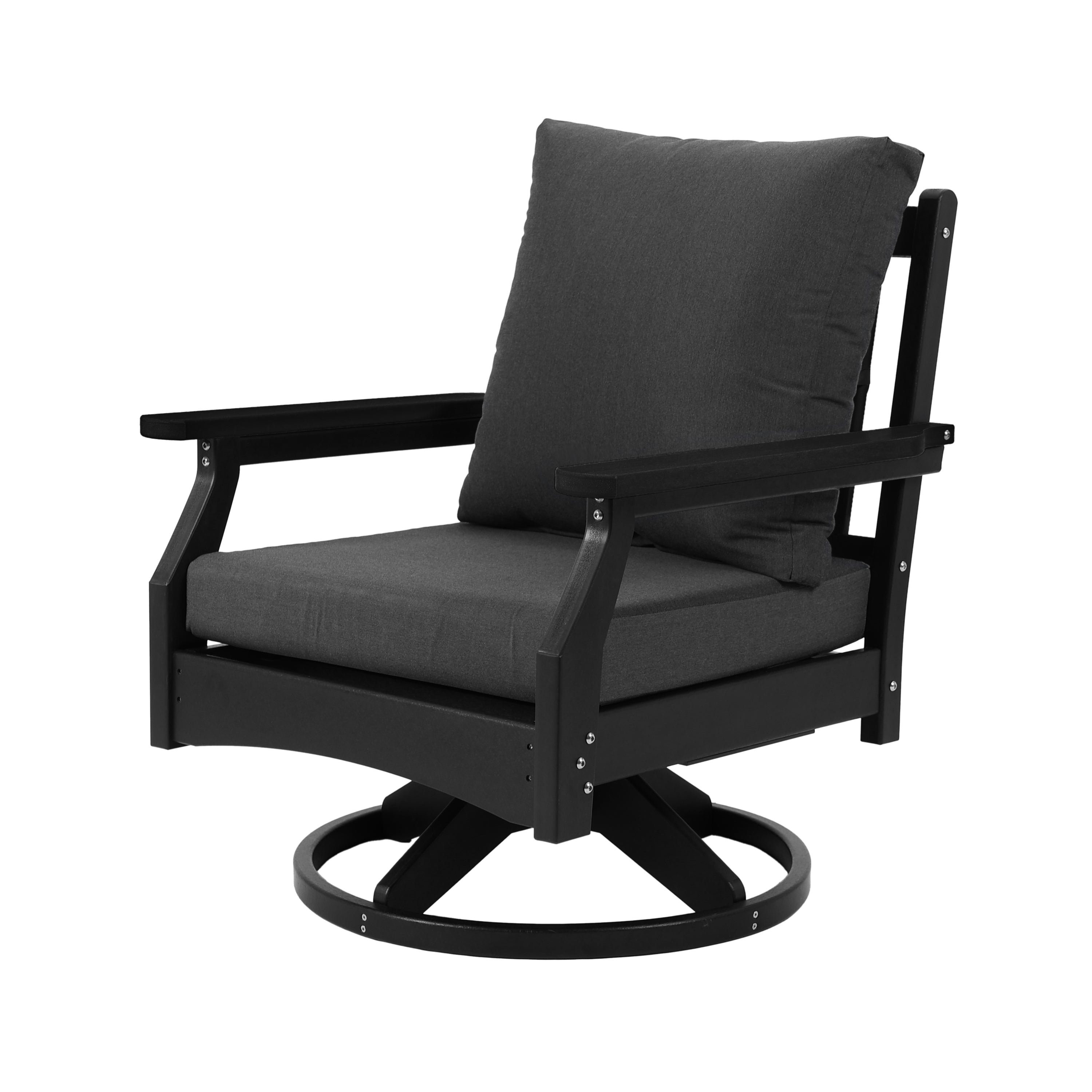 Backyard Lifestyles - Swivel Chair with Cushions - Black Frame & Grey Cushions