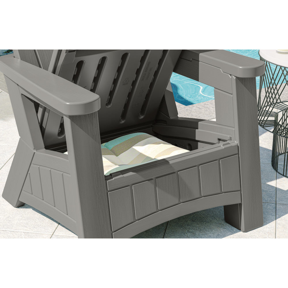 Suncast - Adirondack Chair with Storage - Dove Gray