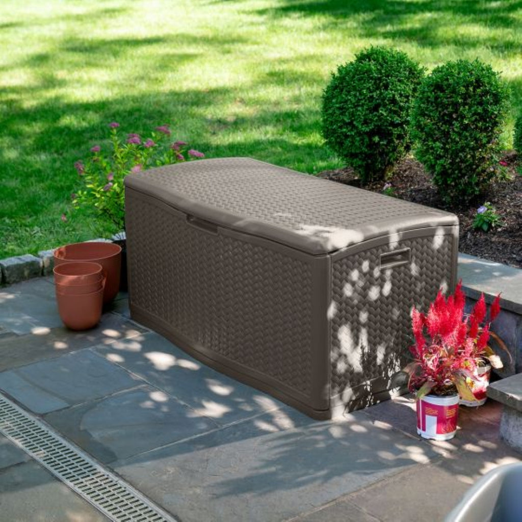 Suncast - 124 Gal. Herringbone Deck Box - Stoney