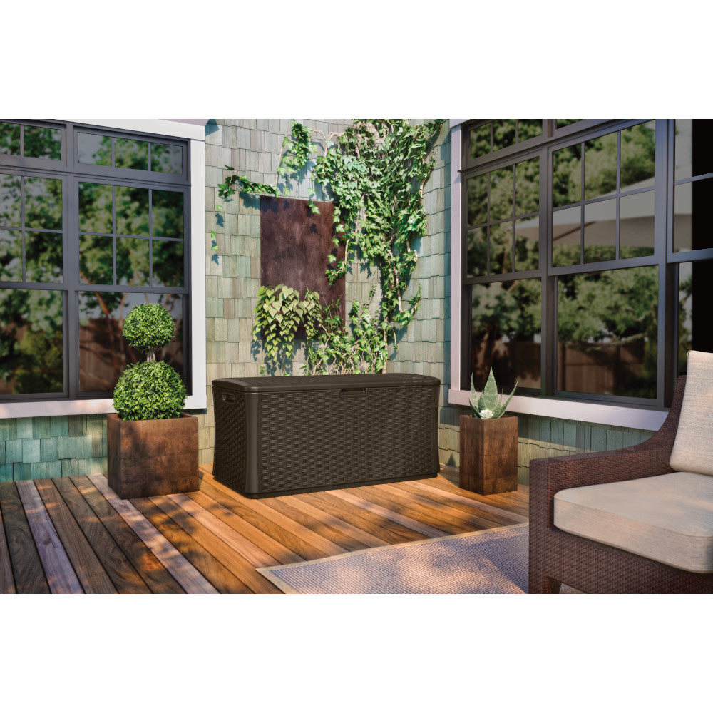 Suncast - 134 Gal. Extra Large Wicker Deck Box - Java