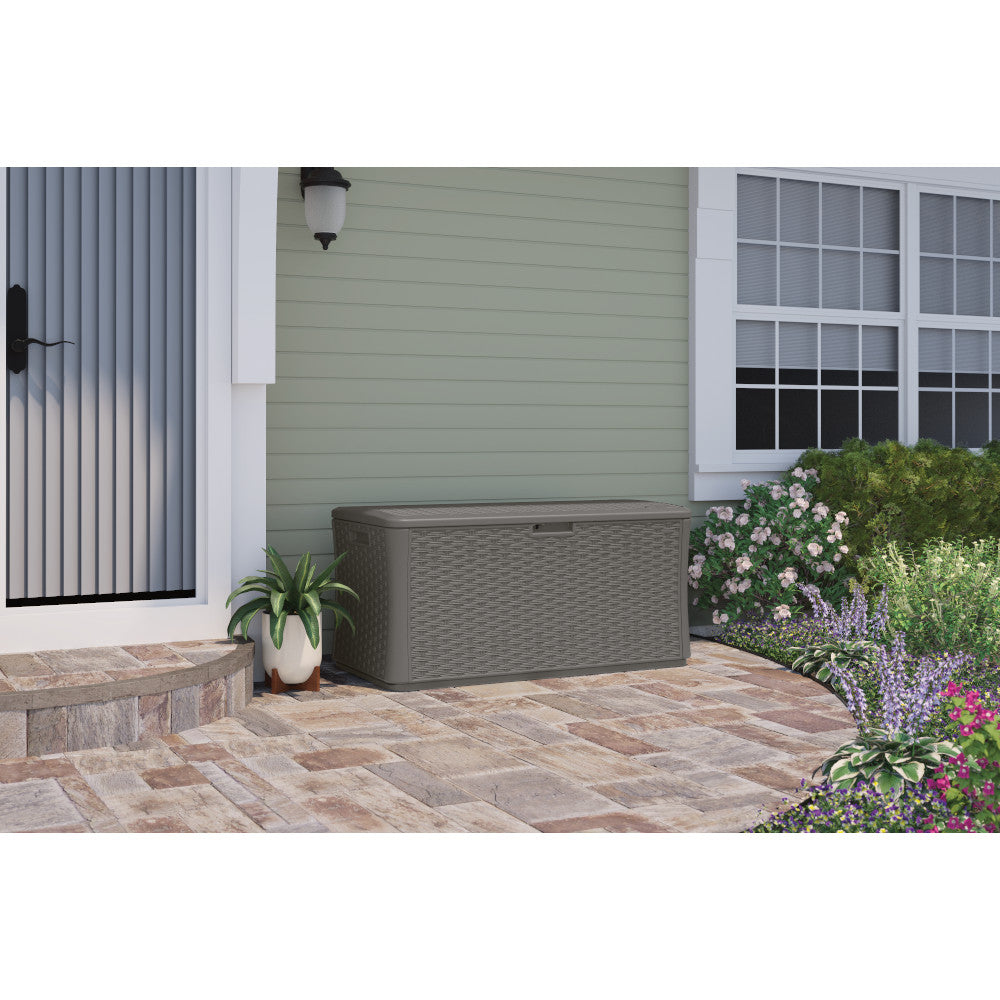 Suncast - 134 Gal. Extra Large Wicker Deck Box - Stoney