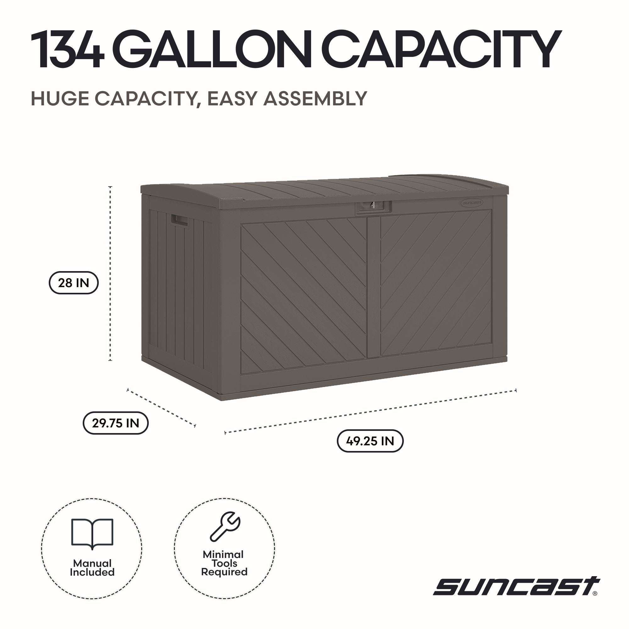 Suncast - 134 Gal. Extra Large Deck Box - Peppercorn