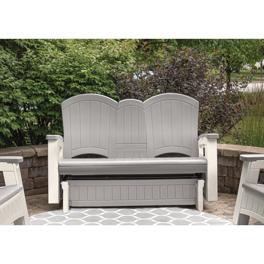 Suncast - Adirondack Glider with Console - Dove Gray