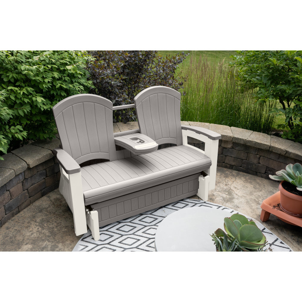 Suncast - Adirondack Glider with Console - Dove Gray